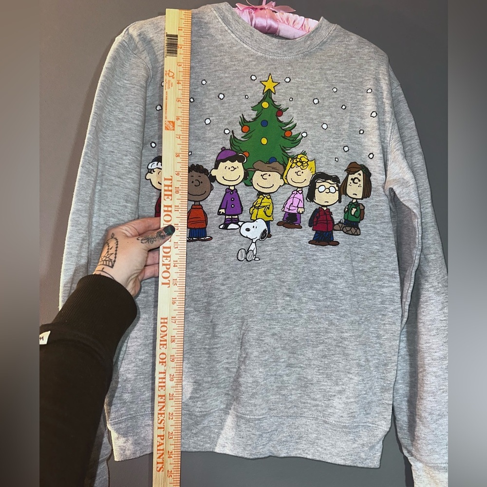 Peanuts Snoopy Charlie Brown Christmas Sweatshirt Gray Holiday Size S - Picture 7 of 10